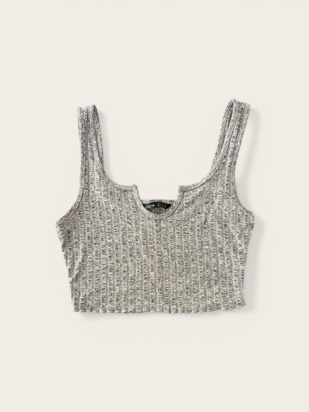 SHEIN EZwear Notched Neck Rib-knit Crop Tank Top